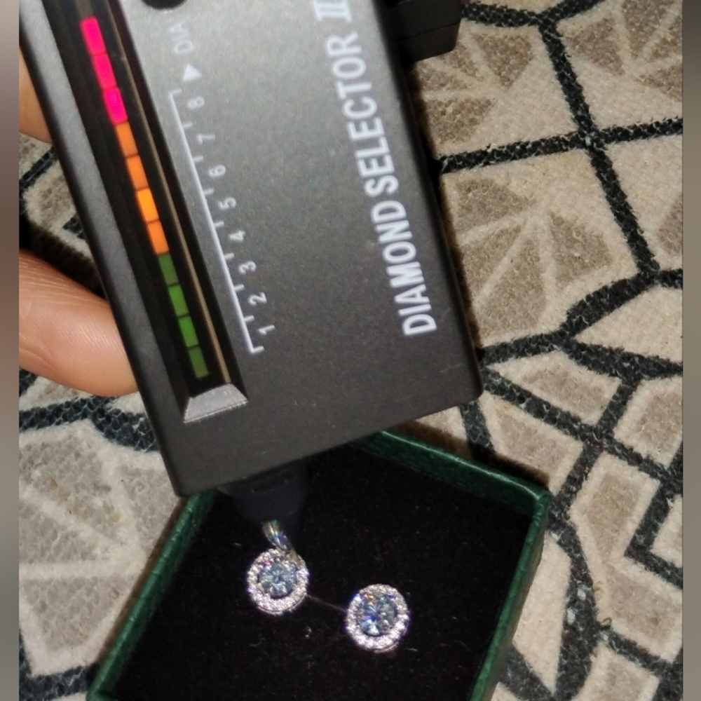 925 Sterling Silver 1ct Real  Moissanite & CZ Halo Round Cut Stud Earrings